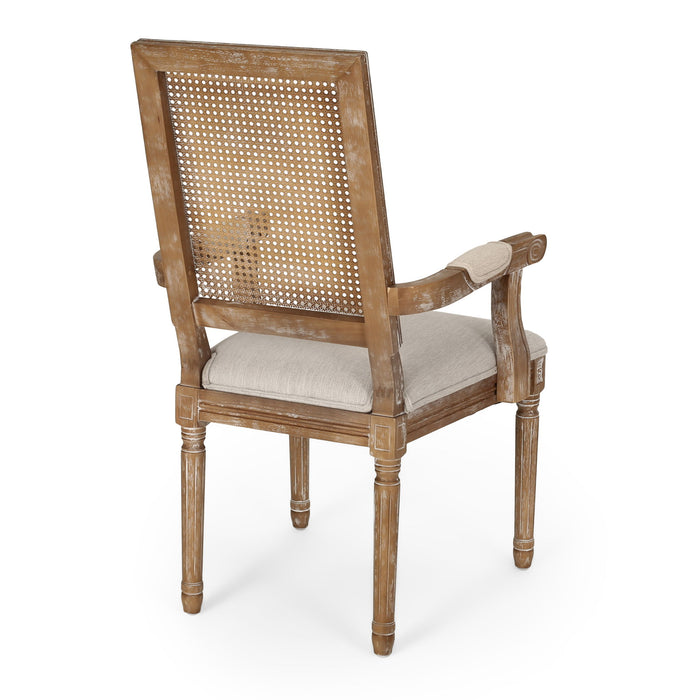 Upholstered Dining Chair With Cane Backrest