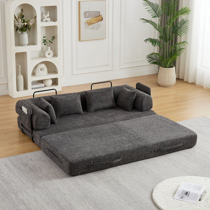 Convertible Sleeper Sofa Bed With Cylindrical Pillow