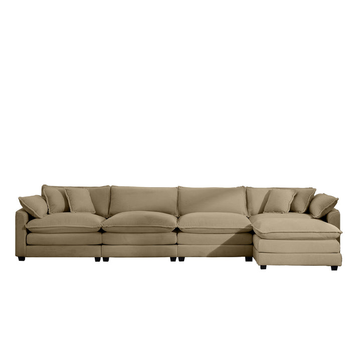 Oversized Modular Cushion Sofa With Ottoman, Low Back, Deep Seating Sofa Set