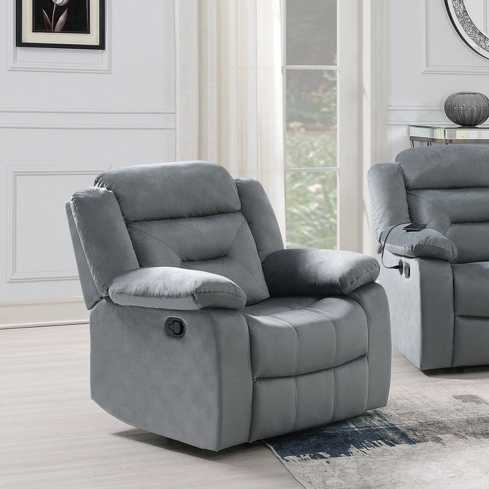 Modern Manual Recliner With Padded Seat And Pillow Arms