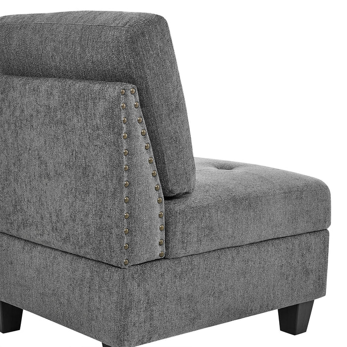 Modular Corner Sofa With Chenille Upholstery - Gray