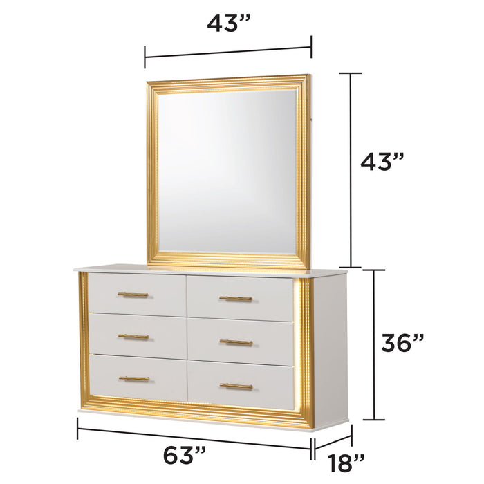 Obsession - 6 Drawer LED Dresser - White