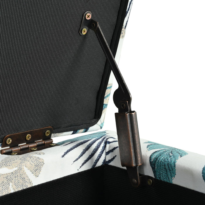Charming Floral Storage Ottoman With Upholstered Fabric