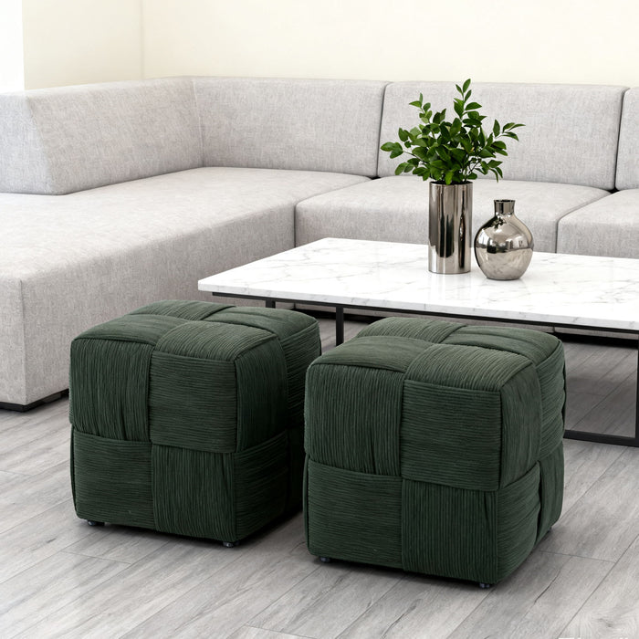 Modern Ottoman Foot Rest With Woven Design