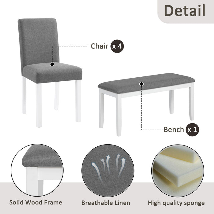6 Piece Dining Table Set With Bench And Chairs