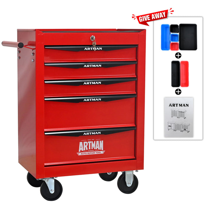 Rolling Metal Tool Chest With Drawers, Steel Storage Cabinet With Ball Bearing Slides