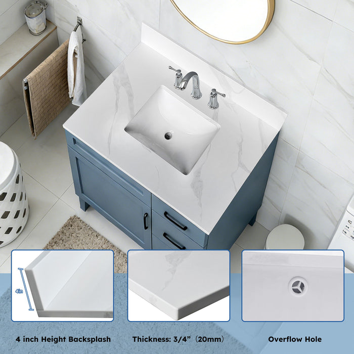 Bathroom Vanity Top With Undermount Sink, 3 Pre Drilled Holes