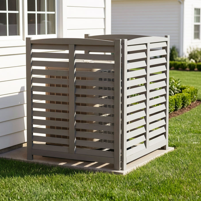 3 Panel Outdoor Wooden Air Conditioner Fence