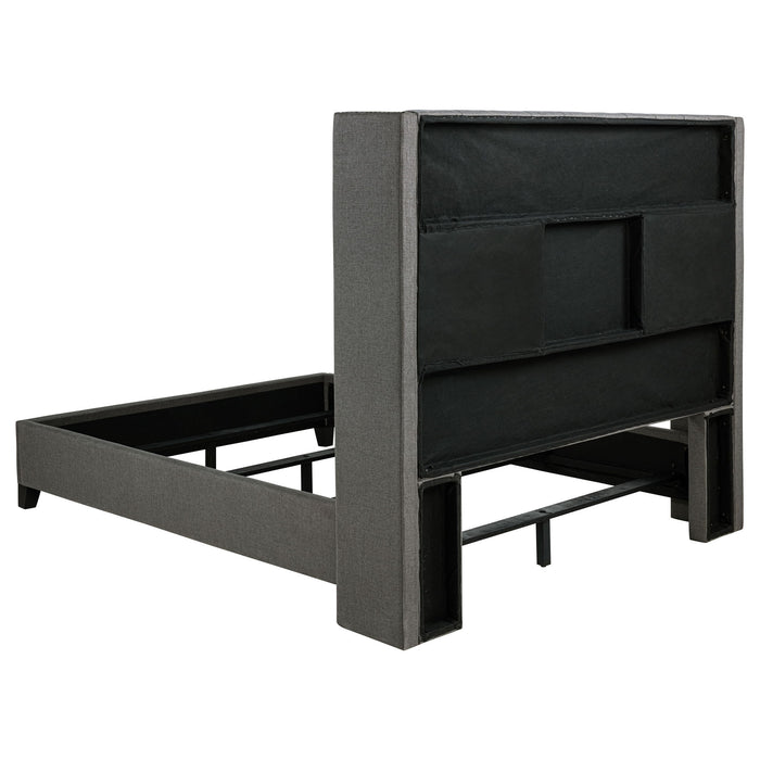 Lendra - Upholstered Wingback Bed With Tufted Headboard