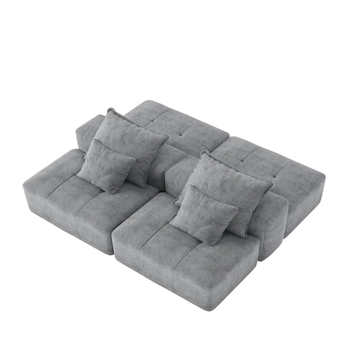 Modern Oversized, Modular Sectional Sofa With Pillows