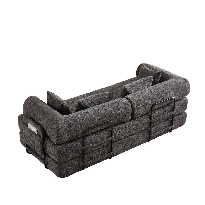 Convertible Sleeper Sofa Bed With Cylindrical Pillow