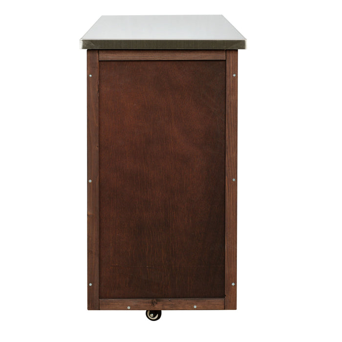 Outdoor Kitchen Island Prep Station With Lockable Wheels, Ample Storage, Towel & Spice Racks