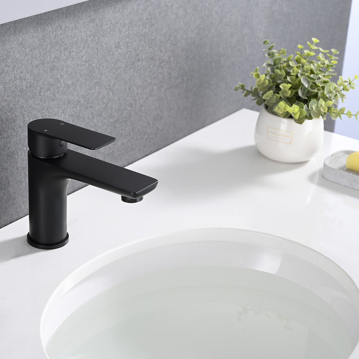 Modern Bathroom Sink Faucet Single Handle Brass Countertop Mount