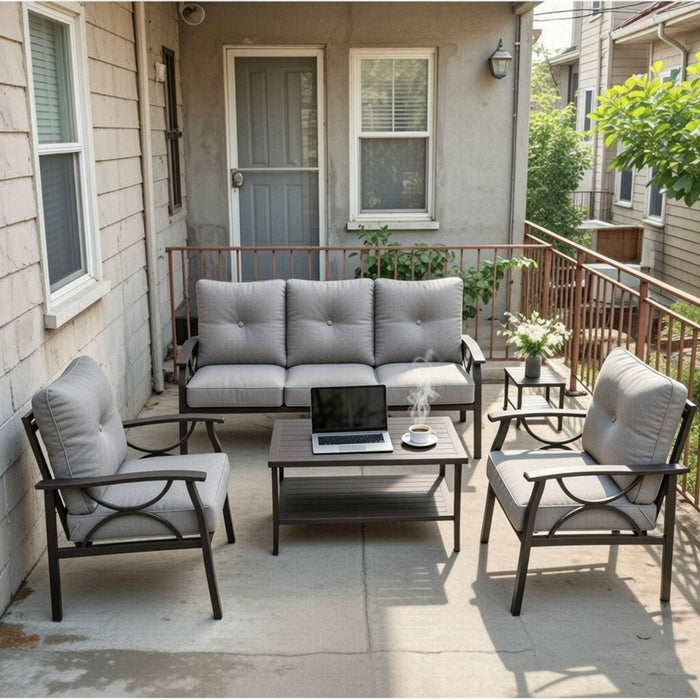 Patio Furniture Set With Coffee Table And Cushions For Backyard