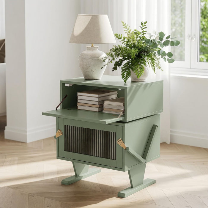 Robot LED Nightstand With 360° Rotating Drawer