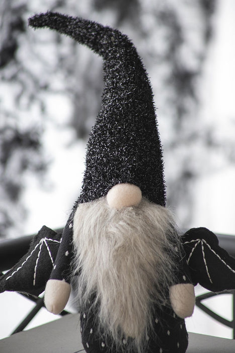 Gnome With Wings Decor, For Halloween Decor - Black White