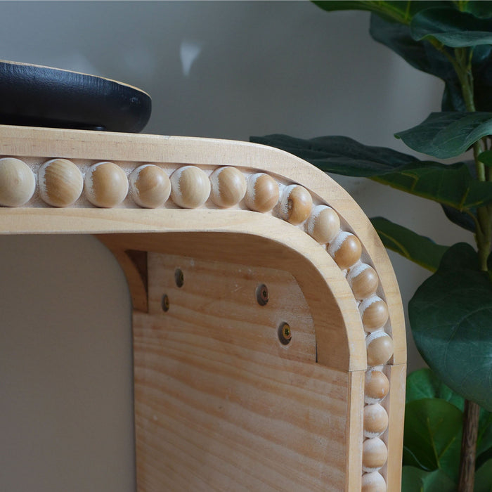 Console Table With Wood Beads Curved Waterfall Style Table - Antique Natural / Natural / Rustic / Natural / White