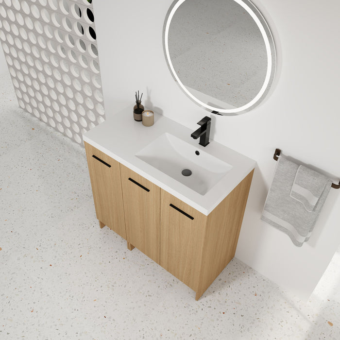 Wall Mounted Floating Bathroom Vanity With Sink, 3 Door Modular Cabinet