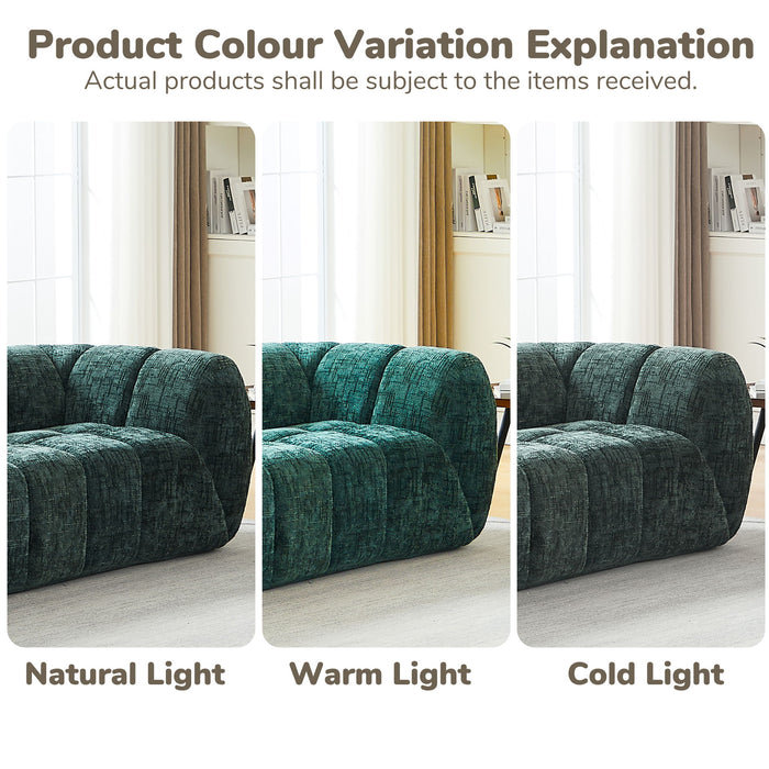 Quilted Cloud Sofa With Rounded Armrests And Piano Key Backrest Design