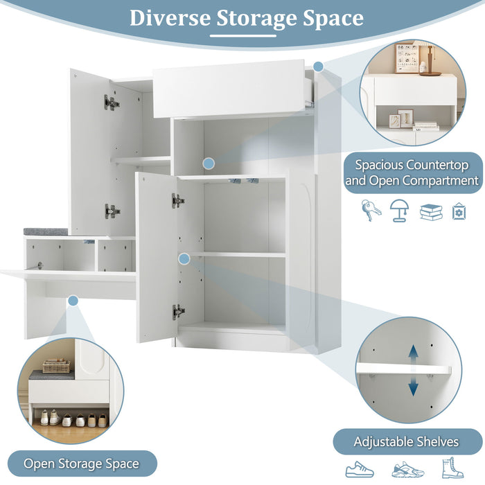 Elegant 2 In 1 Shoe Cabinets With Soft Cushion Versatile Shoe Rack Organizer With Adjustable Shelves