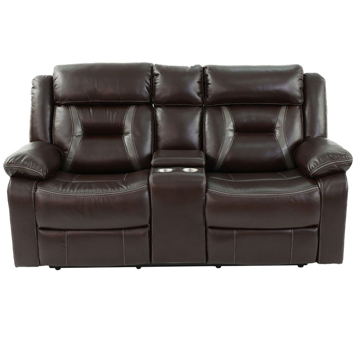 Modern Reclining Loveseat With Console, Cup Holders, Storage