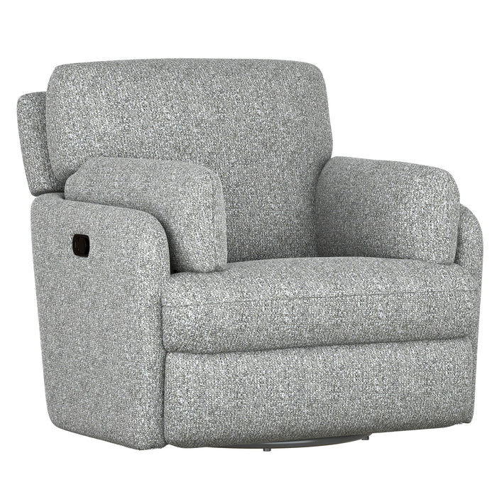 Albus - Manual Swivel Glider Recliner With Hidden Arm Storage - Speckled Gray