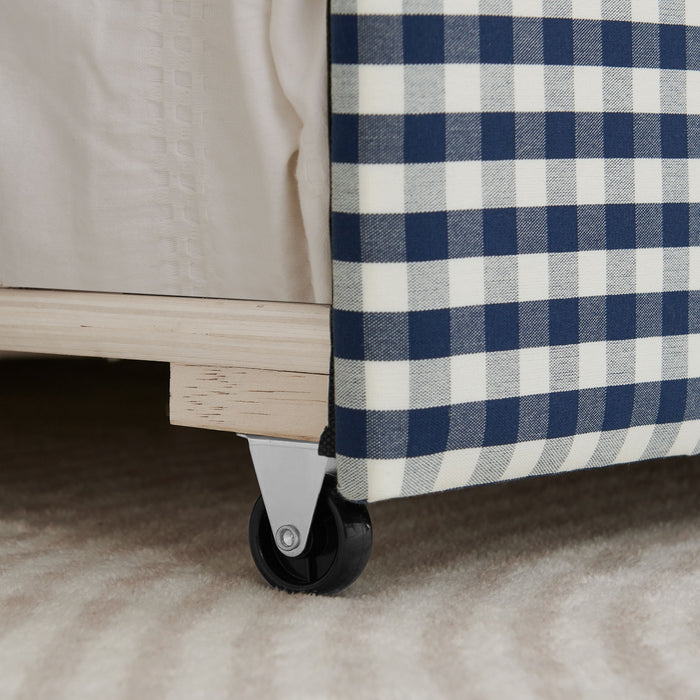 Gingham Daybed With USB Charging Port, Wave-Shaped Design
