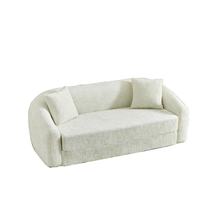 Curved Convertible Sofa, 2 In 1 Fold Out Bed With Pull Out Base And Deep Seat