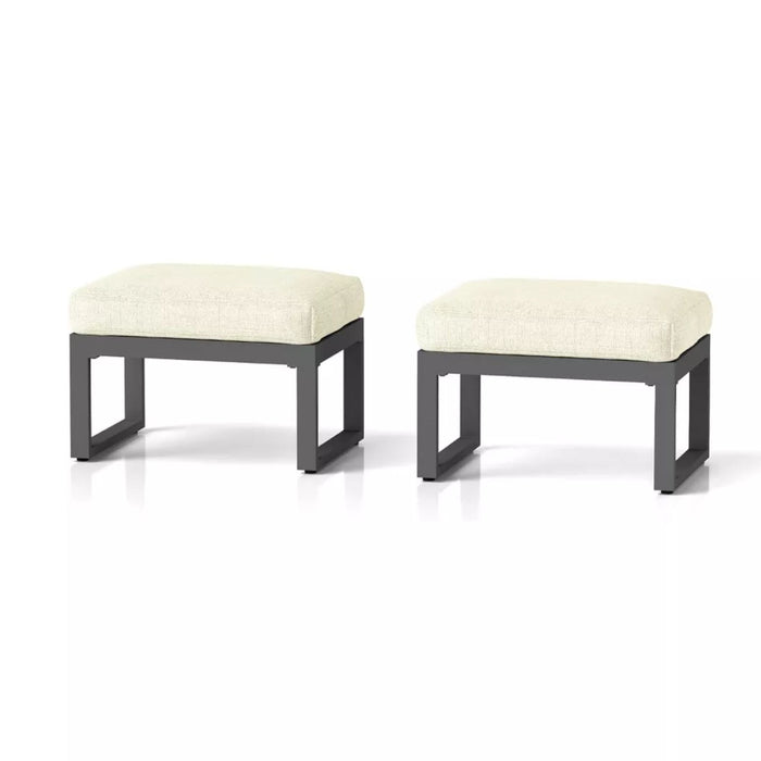 Patio All-Weather Ottomans With Thick Cushions (Set of 2)