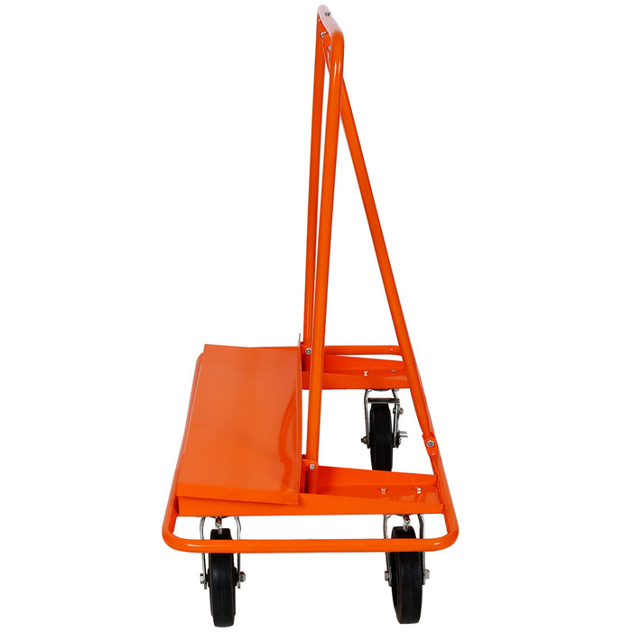 Heavy Duty Drywall Sheet Cart & Panel Dolly With 2400Lbs Capacity, Mold On Rubber Wheels, Steel Construction - Orange