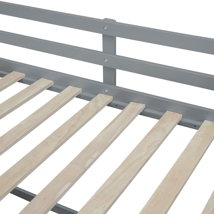 Low Loft Bed With Rolling Desk, Shelf And Drawers