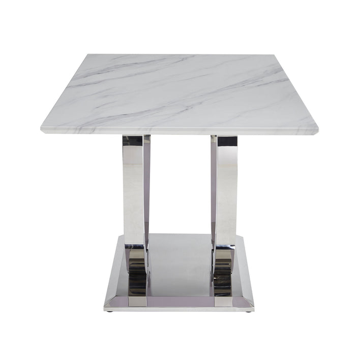 Rectangular Dining Table - Silver / White