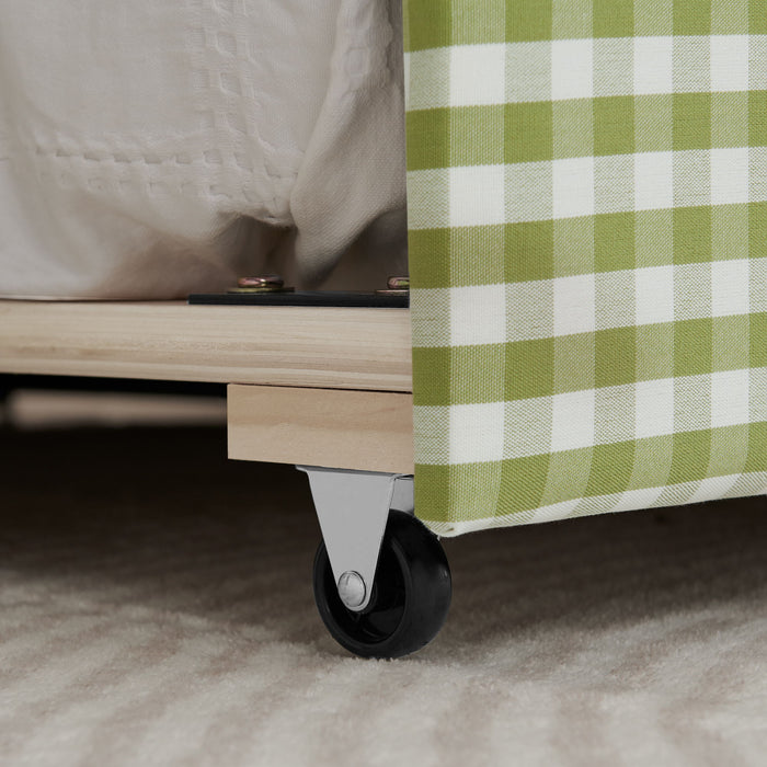 Gingham Daybed With USB Charging Port, Wave-Shaped Design