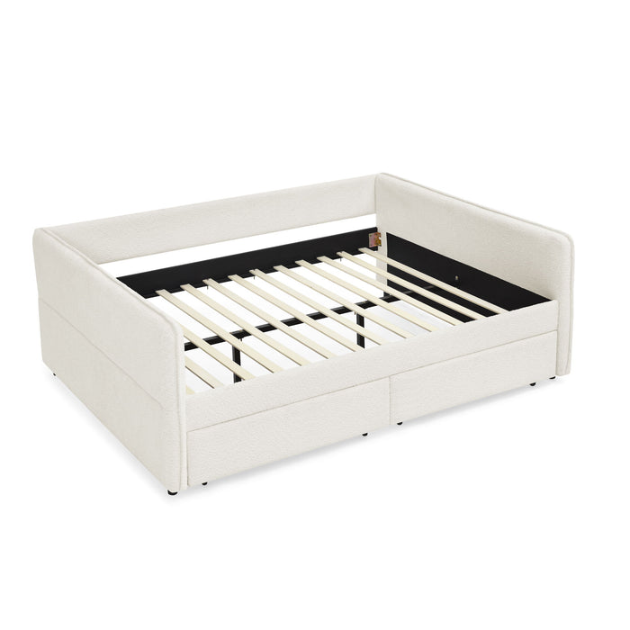 Upholstered Daybed & 2 Drawers