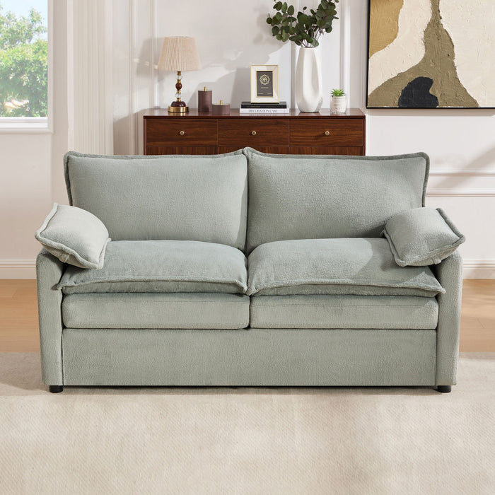 Modern Loveseat Sofa, Upholstered Couch With Side Storage Pockets