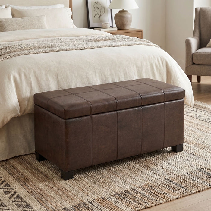 Dover - Storage Ottoman Bench - Distressed Brown
