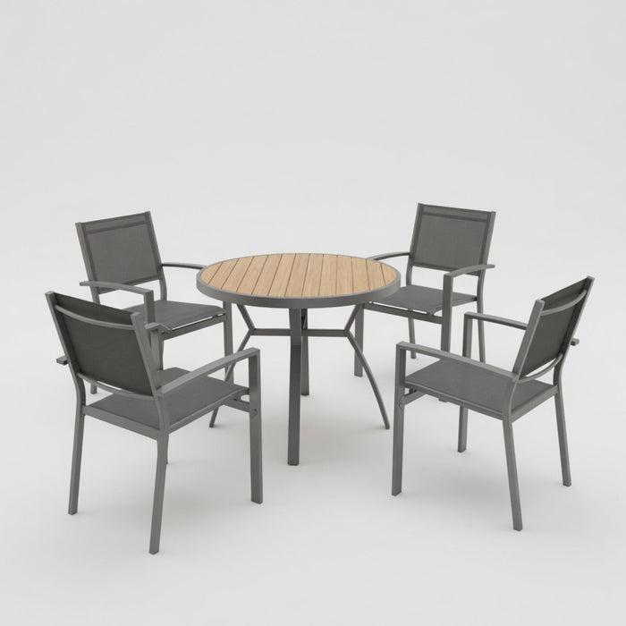 5 Piece Patio Dining Set & Table And Chairs For Outdoor Use - Gray