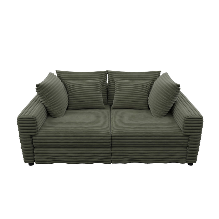 Plush Corduroy 4 Seat Sofa, Modern Comfy Upholstered Sofa Cloud Couch, Deep Seat Couches With Soft Pillows
