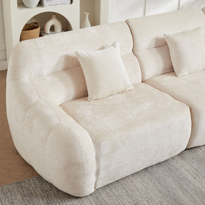 Luxury Curved Corner Sectional Sofa With 4 Pillows