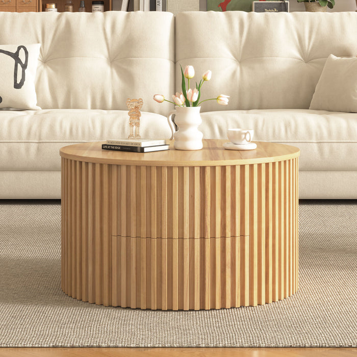 Round Lift Top Coffee Table With Hidden Storage For Living Room
