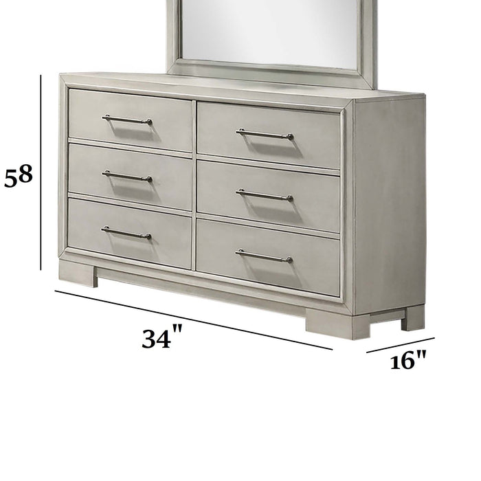 Dresser With Square Legs And Sleek Handles - Antique White
