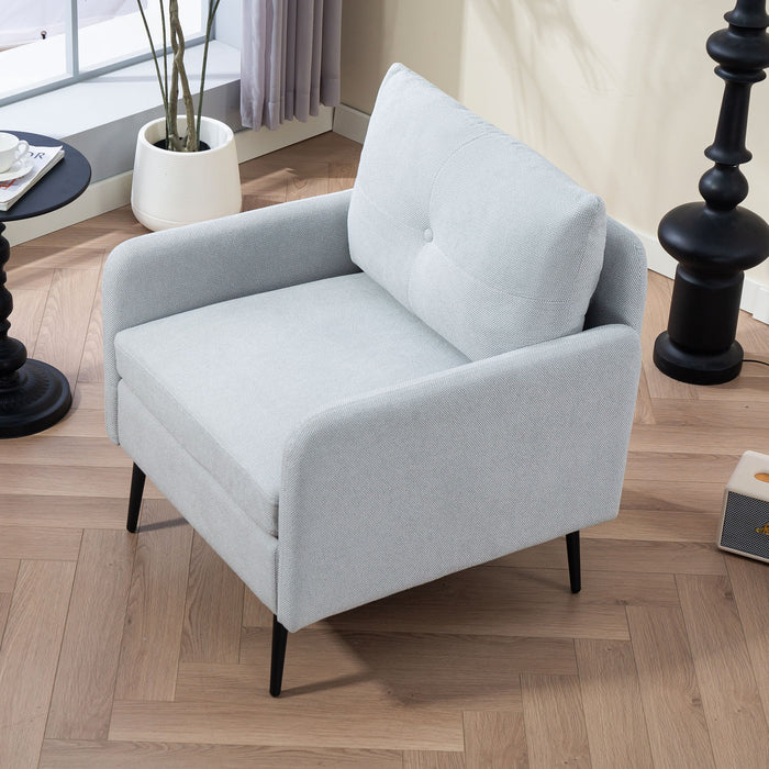 Contemporary Accent Chair With Metal Legs, Comfy Chenille Fabric Armchair
