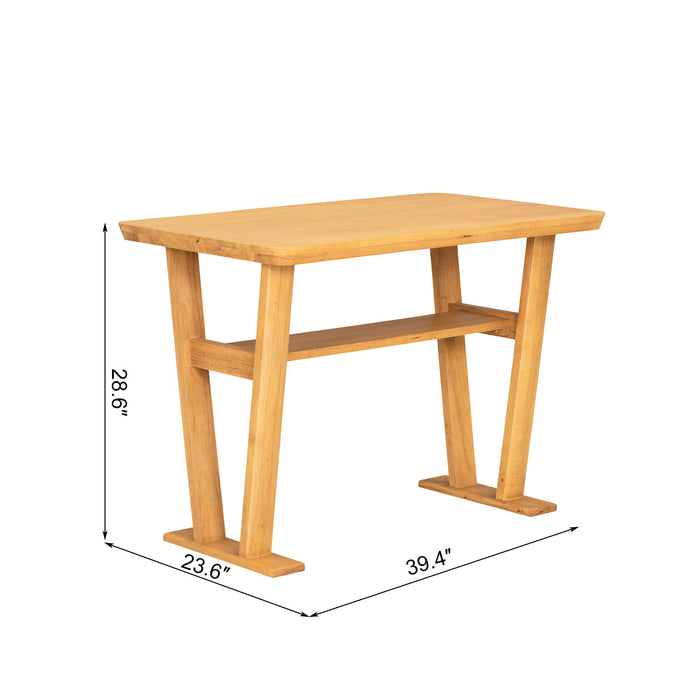 Farmhouse Solid Wood Dining Nook Set For 6, Space Saving High Top Corner Table With Bench & Chairs - Natural / White