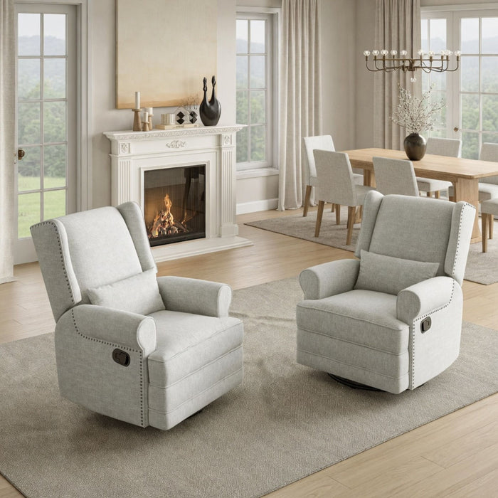 Extra Wide Swivel Recliner Glider Chair With Footrest