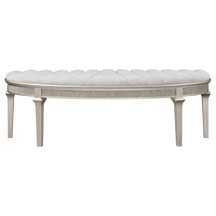 Colwood - Upholstered Curved With Channel Tufting And Slender Tapered Legs - Silver Gray