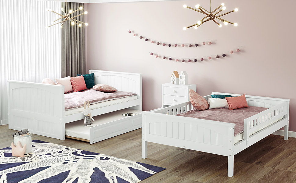 Bunk Bed With Twin Size Trundle, Guardrails
