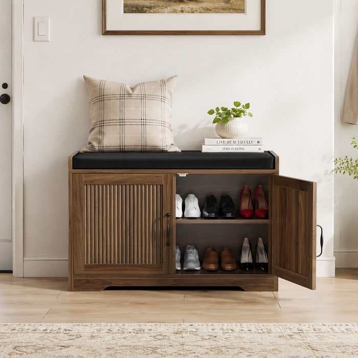 Entryway Shoe Bench With Double Doors