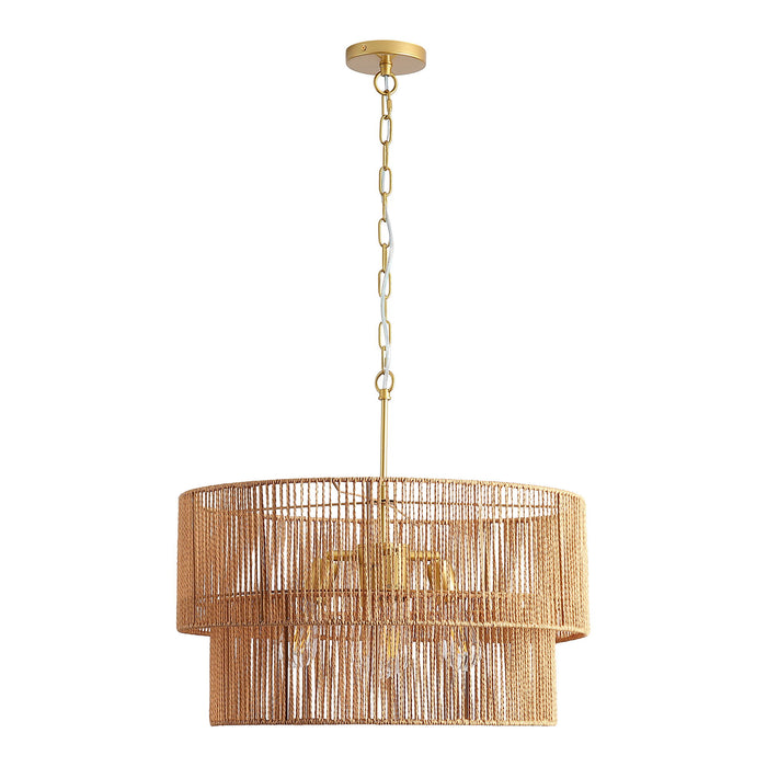Chandelier, 2 Tier Boho Wabi Sabi Pendant Light, Hanging Ceiling Lamp - Gold