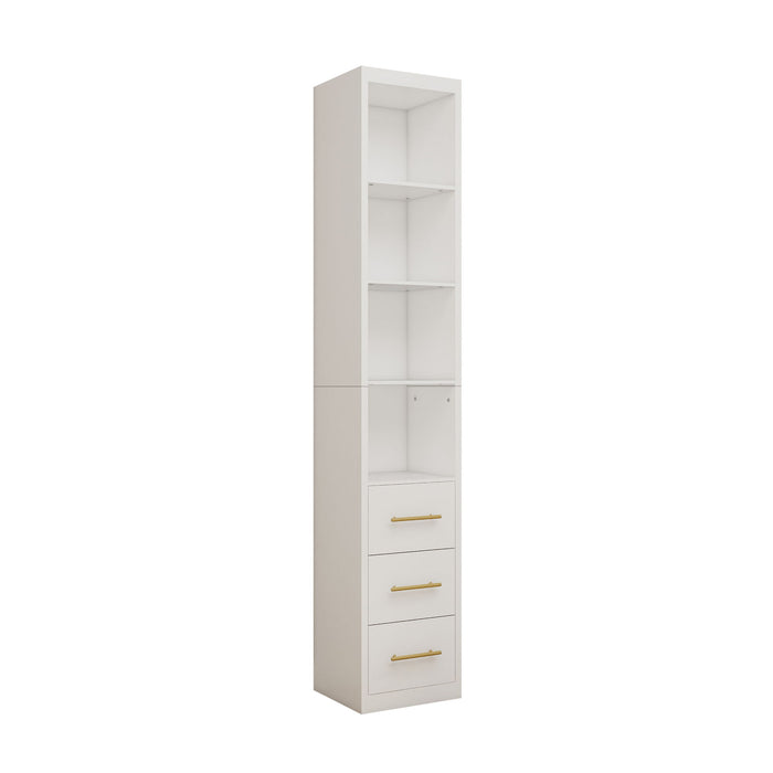 Rectangular Side Storage Cabinet With 3 Drawers For Bedroom - White