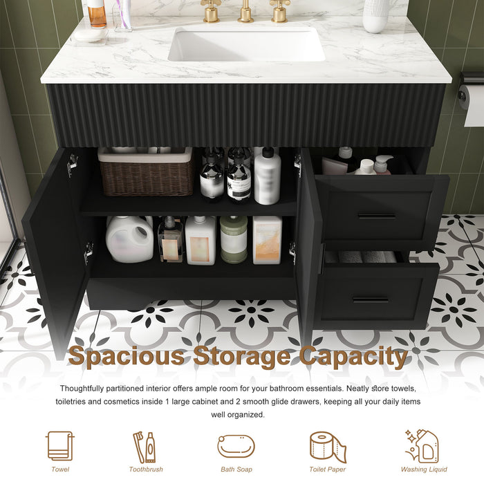 Bathroom Vanity Set, Soft Close Doors & Drawers, 3 Faucet Holes, Sink Included - Black